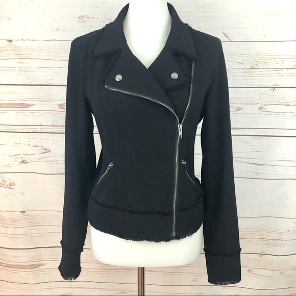Leith Fringe Hem Asymmetrical Zip Moto Jacket - Picture 2 of 12